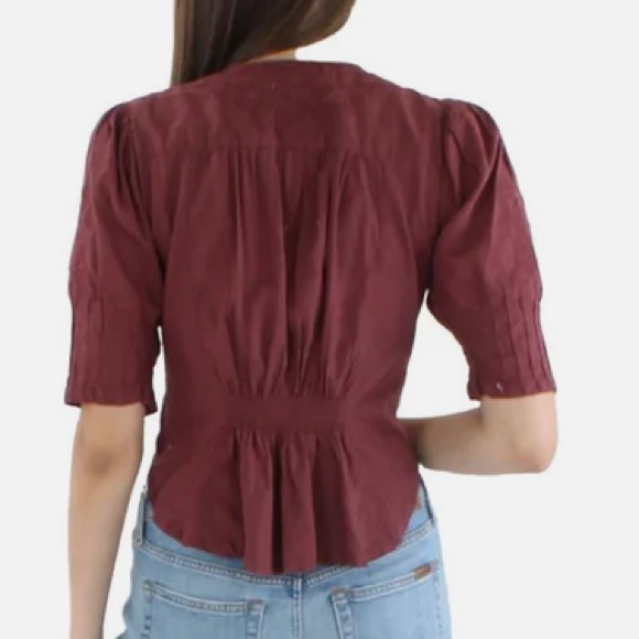 Free People NEW Embroidered Laurie short sleeve Blouse - Picture 4 of 16